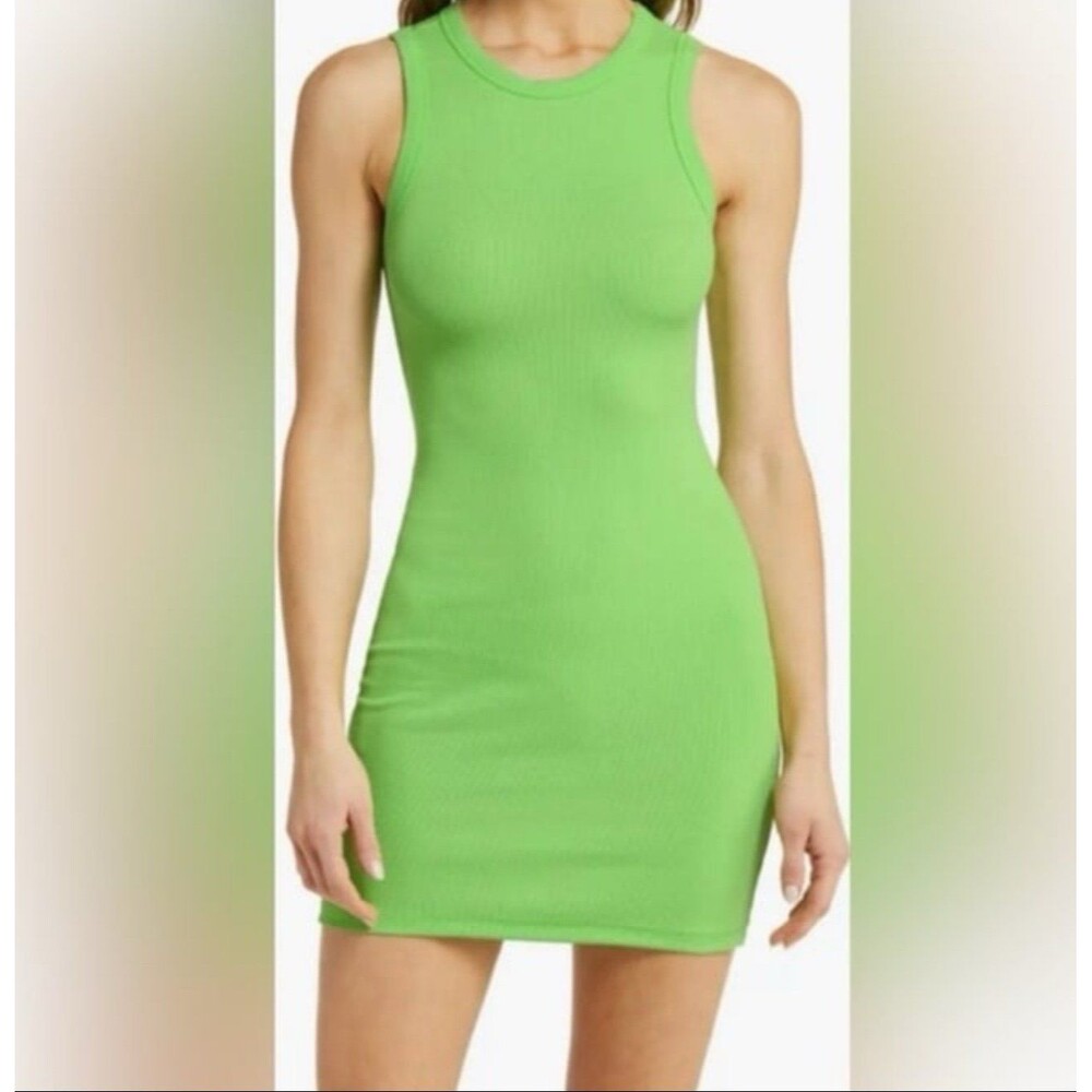 Skims Cotton Rib Tank Dress Neon Green medium